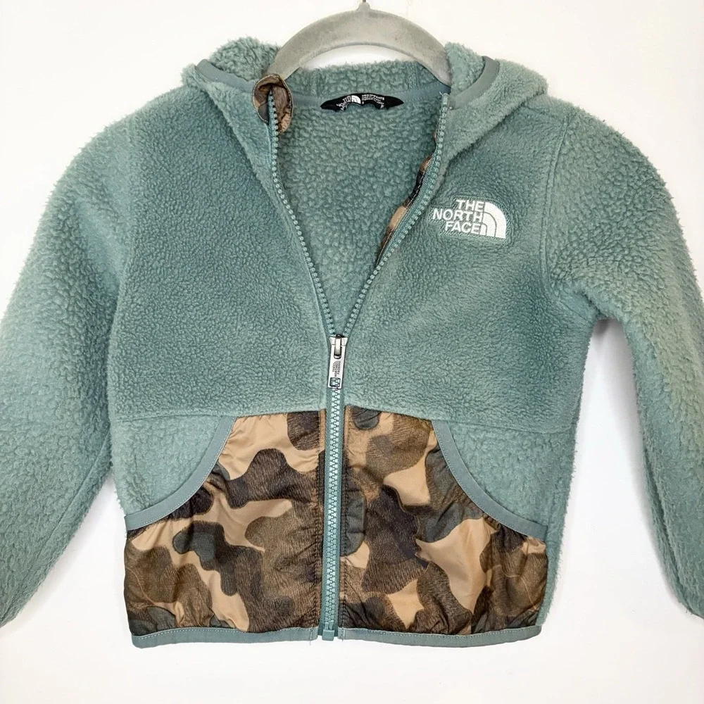 The North Face Youth Freestyle Fleece Hoodie Full Zip Green Camo Toddler 3 Kids